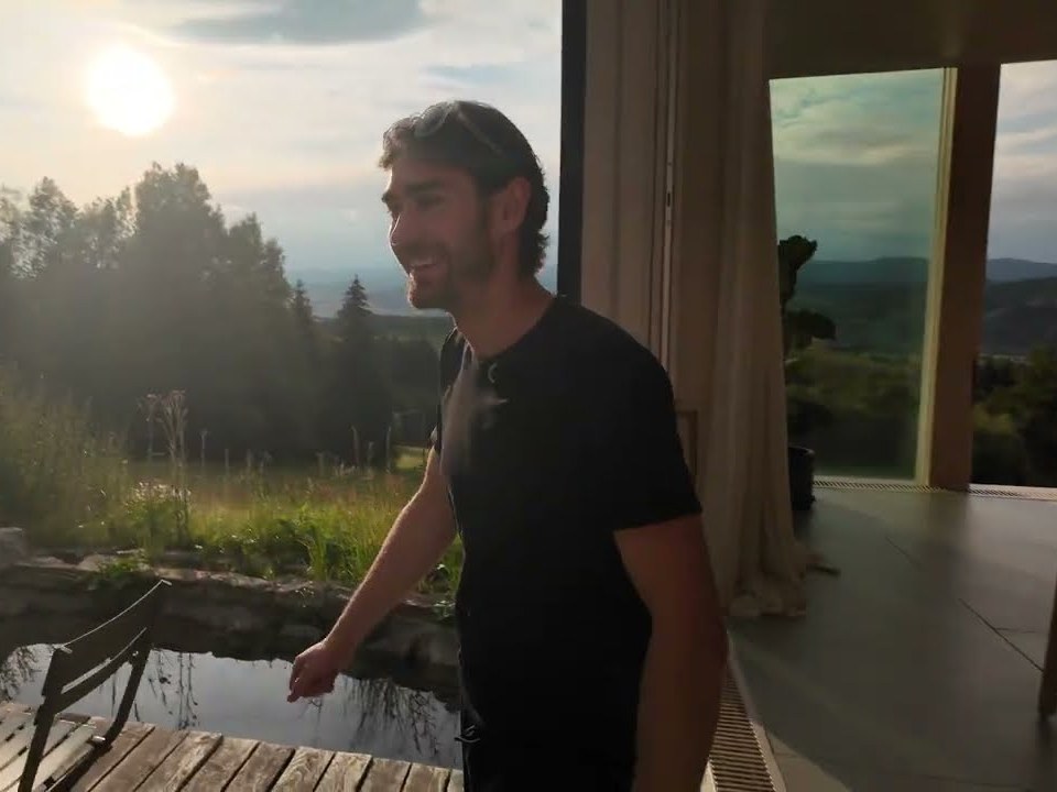 Martin on the terrace of Atelier House at sunset